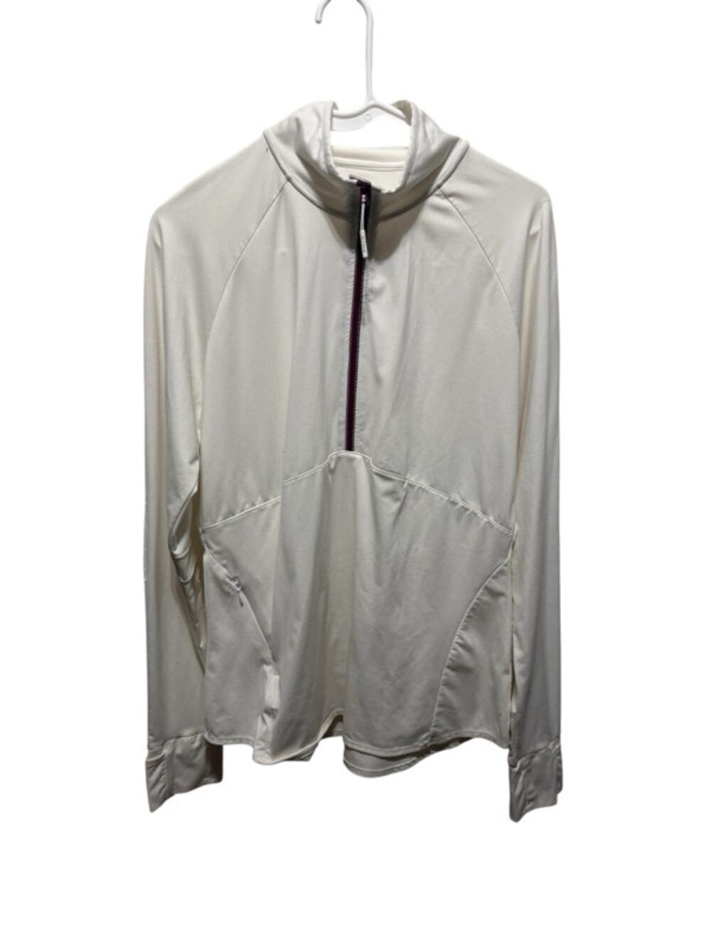 Athleta White Quarter Zip long Sleeve Performance Shirt Womens size Large